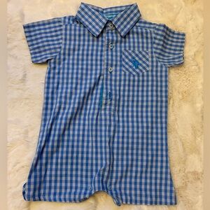 U.S. Polo Assn. Blue and White Checkered Onesie